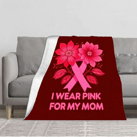 Durable Soft & Warm Flannel Blanket - Cozy Pink Floral Design for Sofa Travel Bed & Chair - Perfect Gift for Comfort Lovers