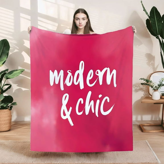 Durable Soft & Warm Flannel Blanket - Cozy Pink Textured Design for Sofa Travel Bed & Chair - Modern & Chic Comfort