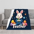 thumbnail image 1 of Durable Soft & Warm Flannel Blanket - Cozy Rabbit & Colorful Easter Eggs Design for Sofa Travel Bed Chair - Perfect for Spring, 1 of 5