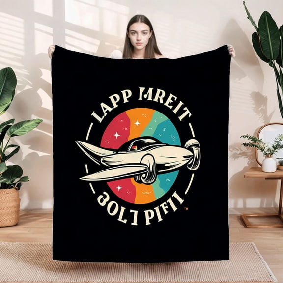 Durable Soft & Warm Flannel Blanket - Cozy Retro - Futuristic Design Perfect for Sofa Travel Bed or Chair - Nostalgic Adventure
