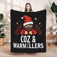 thumbnail image 1 of Durable Soft & Warm Flannel Blanket - Cozy Santa Claus Design with Red Leaves & Yellow Stars Perfect for Sofa Travel Bed & Chair, 1 of 7