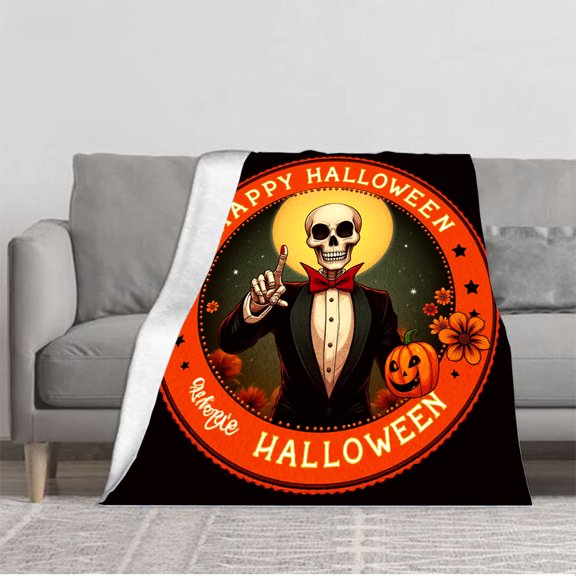 Durable Soft & Warm Flannel Blanket - Cozy Skeleton Design for Sofa Travel Bed & Chair - Perfect for Halloween Decor