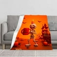 thumbnail image 1 of Durable Soft & Warm Flannel Blanket - Cozy Skeleton Party Design for Sofa Travel Bed & Chair - Perfect for Halloween Festivities, 1 of 5
