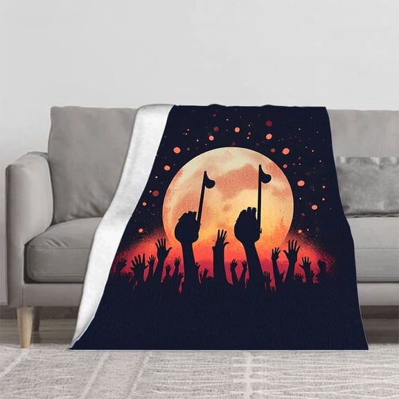 Durable Soft & Warm Flannel Blanket - Cozy Sofa & Travel Blanket with Vibrant Moonlit Night Sky Design Perfect for Bed & Chair