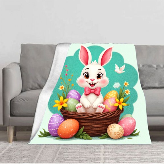 Durable Soft & Warm Flannel Blanket - Cozy Teal Cloud Pattern Perfect for Sofa Travel Bed & Chair - Ideal for Comfort & Style