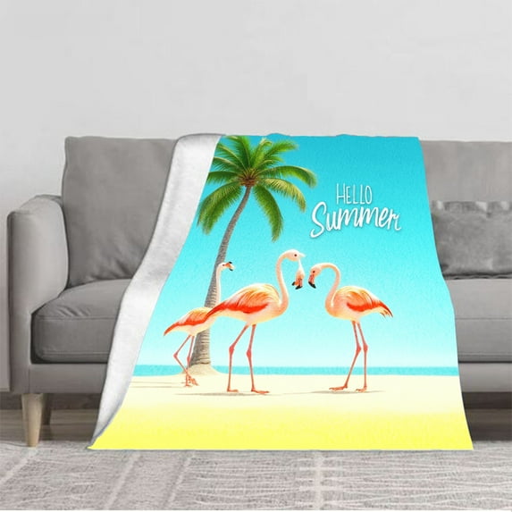 Durable Soft & Warm Flannel Blanket - Cozy Tropical Design for Sofa Travel Bed & Chair - Perfect for Summer Vibes