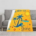 thumbnail image 1 of Durable Soft & Warm Flannel Blanket - Vibrant Beach Scene with Palm Tree Sun Waves Stars & Hearts - Cozy for Sofa Travel Bed Chair, 1 of 5