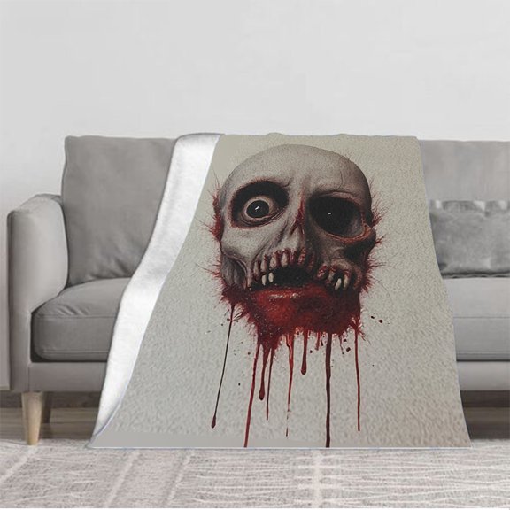 Durable Soft and Warm Flannel Blanket - Cozy Design with Blood Splashes Perfect for Sofa Travel Bed and Chair