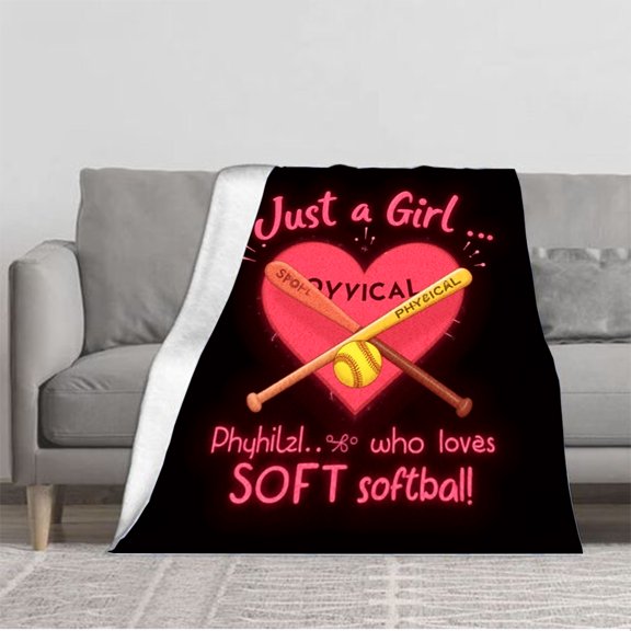 Durable Soft and Warm Flannel Blanket - Cozy Softball Pattern Design for Sofa Travel Bed and Chair - Perfect for Sports Lovers