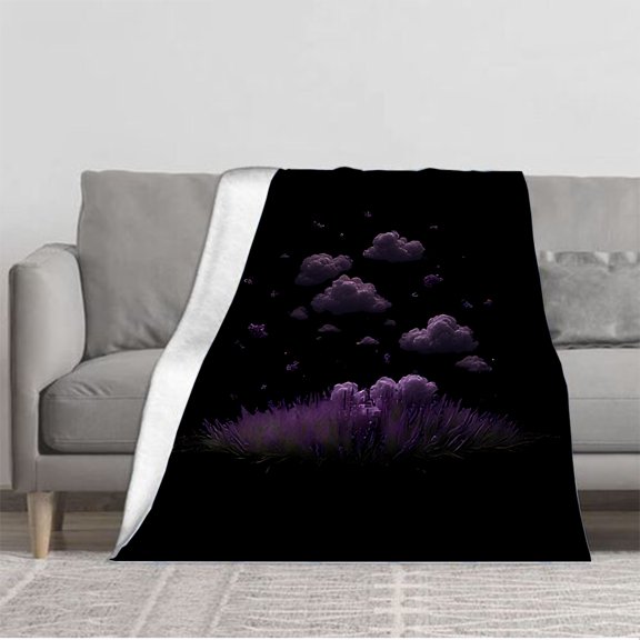Durable Soft and Warm Flannel Blanket - Dreamy Purple Cloud Design Cozy for Sofa Travel Bed & Chair - Perfect for Relaxation