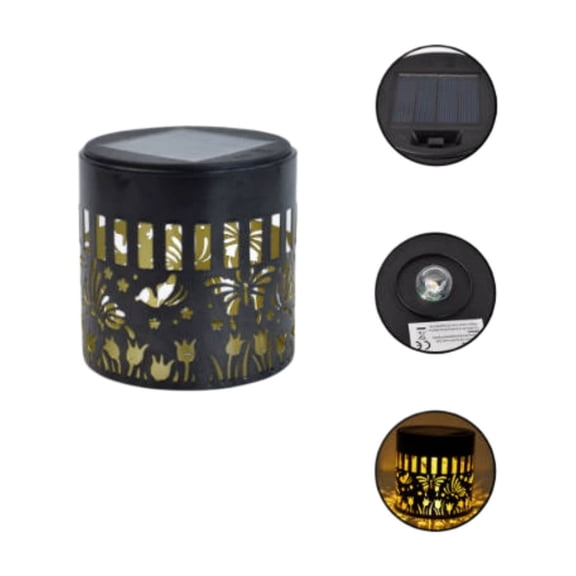 Durable Solar Wall Mounted Light With Warm Yellow Glow And Pattern Projection For Outdoor Fence And Patio