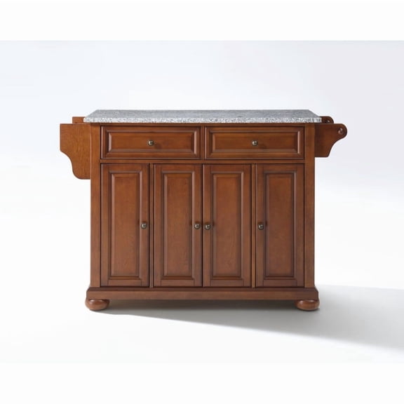 Durable Solid Hardwood Kitchen Island with Elegant Raised Panel Doors and Ample Storage - Classic Cherry Finish