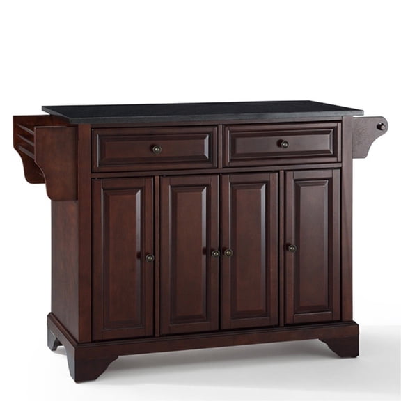 lafayette solid black granite top kitchen island in vintage mahogany finish