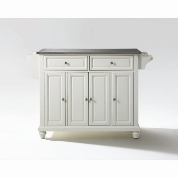 Durable Solid Hardwood Kitchen Island with Raised Panel Doors and Ample Storage Space - Elegant and Functional - White Finish