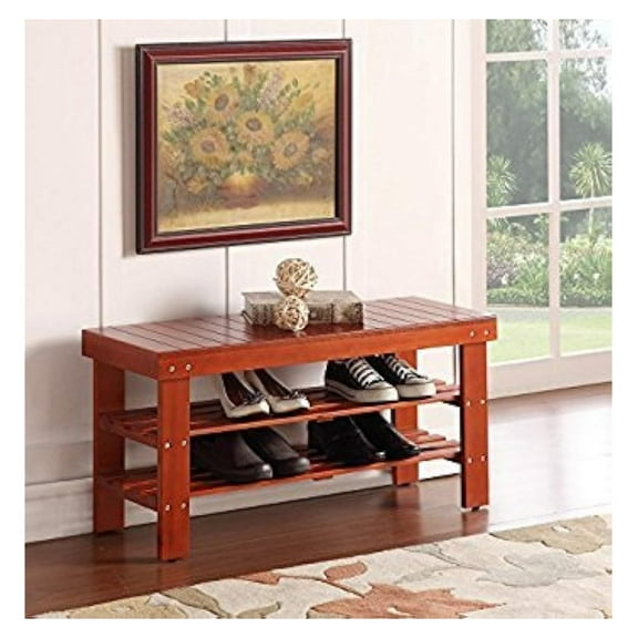 Durable Solid Wood Shoe Storage Bench