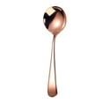 thumbnail image 1 of Durable Soup Spoons - 1 PC Round Spoon, 6.2 Inch 18/10 Stainless Steel Finished Table Dinner Spoons for Soup, Cereal, Dessert, Dishwasher Safe & Line Pattern,Easy to Clean(Gold1,6.2X1.7"), 1 of 6