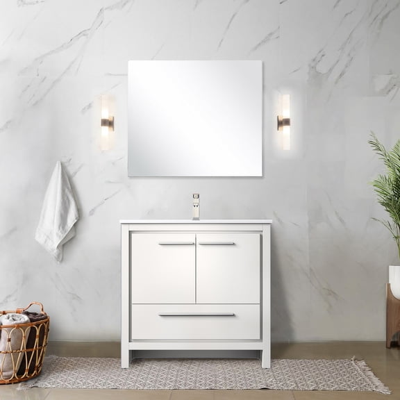 Durable & Spacious - 36 - inch white bath vanity with quartz top and mirror for long - lasting use
