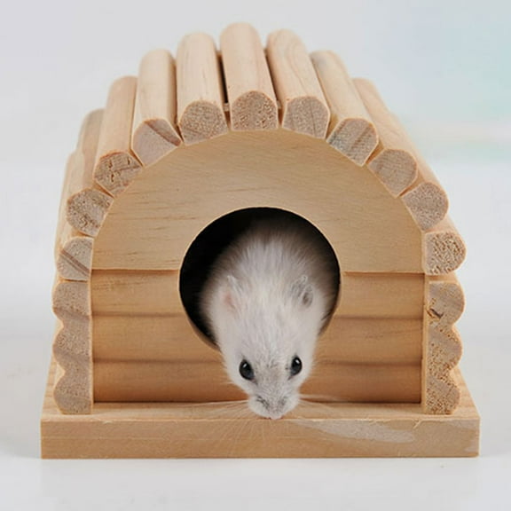 Durable Splitted Wooden Small Squirrel Cavia Hamster House Cabin Toy Pet Supply