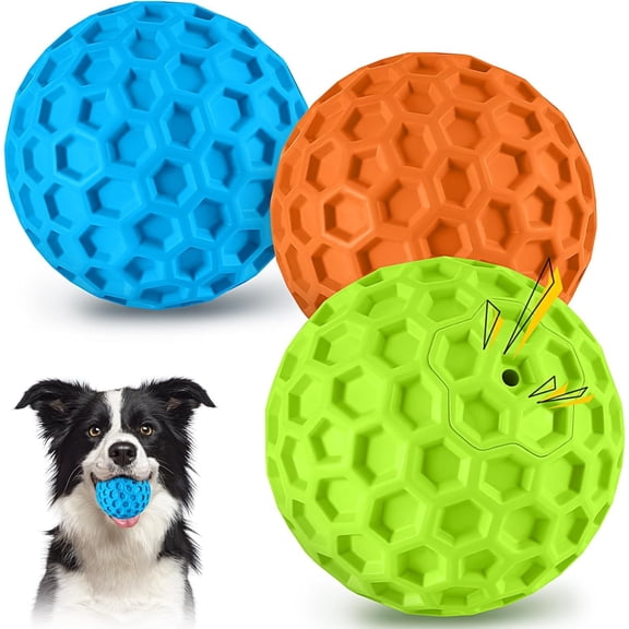 Durable Squeaky Dog Balls for Aggressive Chewers – Rubber Interactive Chew Toy for Large & Medium Dogs, Waterproof Outdoor