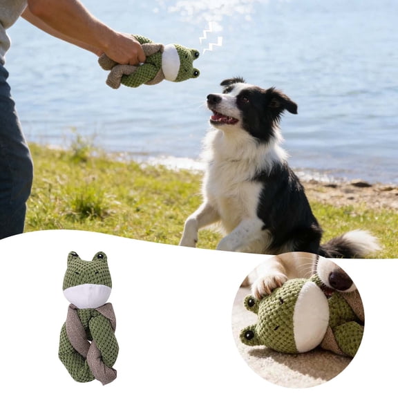 Durable Squeaky Frog Dog Toy - Interactive Tug-of-War Chew Toy for Aggressive Chewers - Non-Destructive Linen Pet Toy for Puppies and Adult Dogs