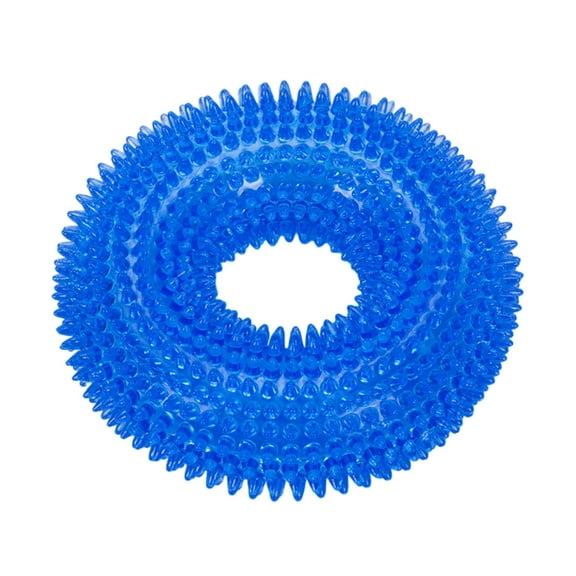 Durable Interactive Squeaky Chew Toy Ring for Puppy Teething and Dog Training with Spiky Texture to Boredom