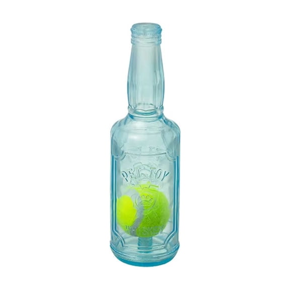 Durable Squeaky Pet Toy Tennis Ball Texture in Bottle Shape for Aggressive Chewers Interactive Fetch Play for Dental Health and Exercise for Animals