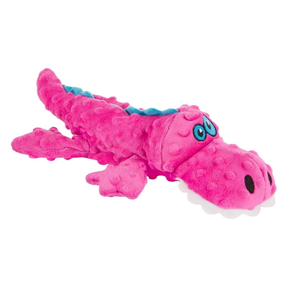 Durable Squeaky Plush Dog Toy with Chew Guard Technology, Interactive Puppy Play, Tough Quilted Mesh Fabric, Minimal Stuffing for Floppy Fun, Easy to Clean, Pink, Large