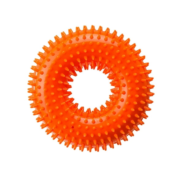 uvwlwu Durable Squeaky Spiky Ring Chew Toy for Interactive Puppy Training and Teeth Cleaning Outdoor Play(Orange)