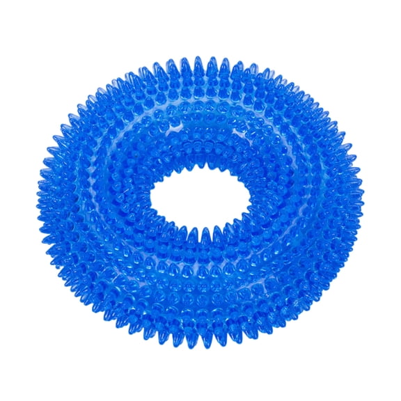 Durable Squeaky Spiky Chew Toy Ring for Puppy Teething Interactive Training and Outdoor