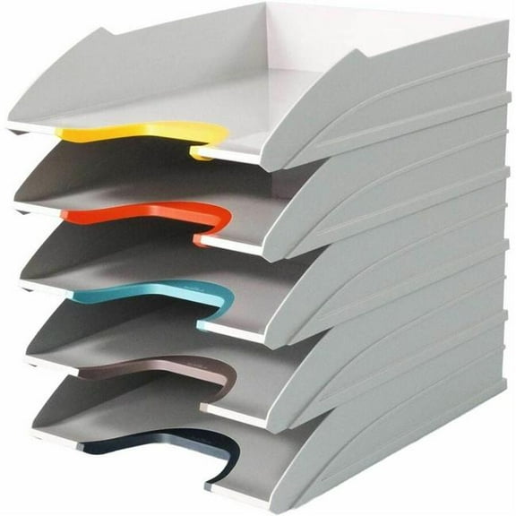 Durable DBL770427 Stackable Letter Tray, White - Set of 5