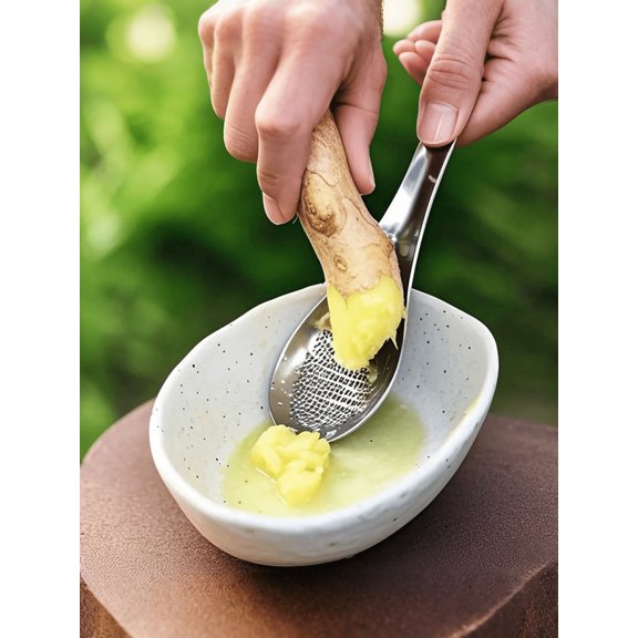 Durable Stainless Steel 1pc Ginger Grater Spoon Manual Garlic Masher For Pureeing Uncharged Kitchen Gadget