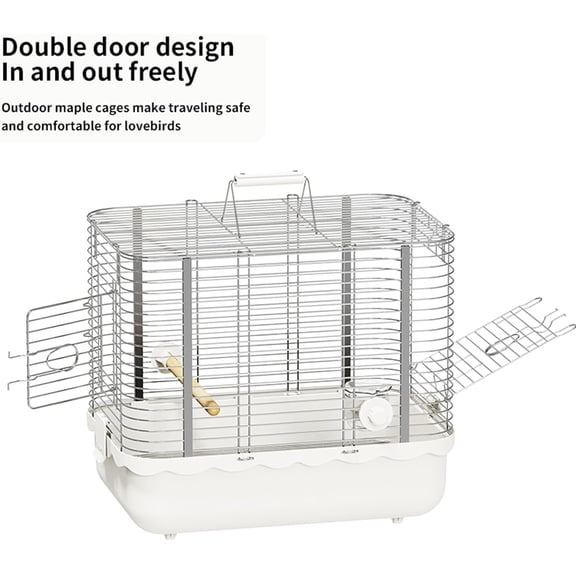 Durable Stainless Steel Bird Cage for Parrots - Large White