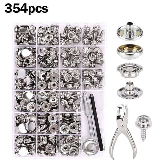 Durable Stainless Steel Canvas Button Snap Set 354pcs for DIY Projects