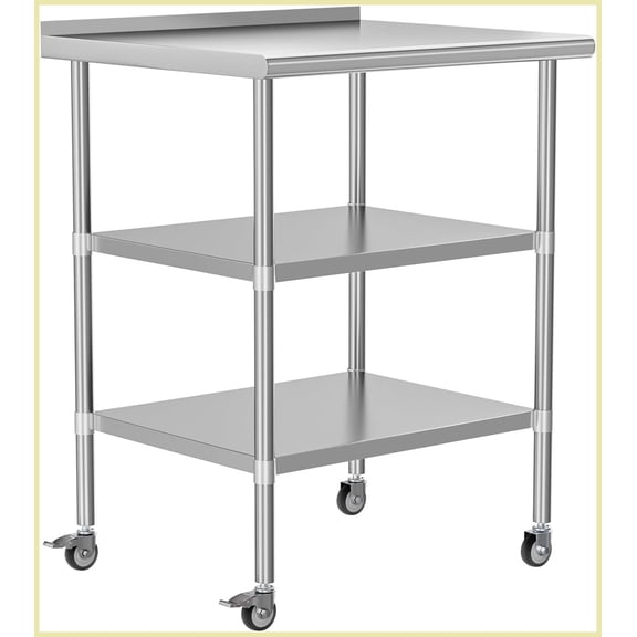 Stainless Steel Coffee Table 24x30 Inches with Galvanized Undershelf, Wear-Resistant, Easy Assembly for Kitchen/Living Room