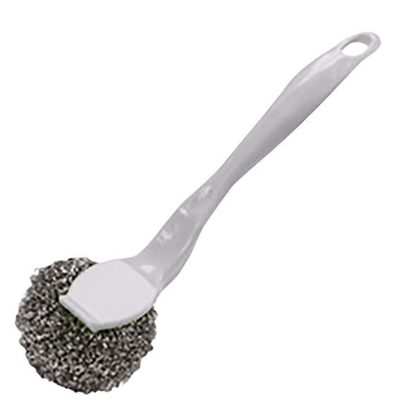 Durable Stainless Steel Scrubber With Short Handle And Replacement Wire For Kitchen Use