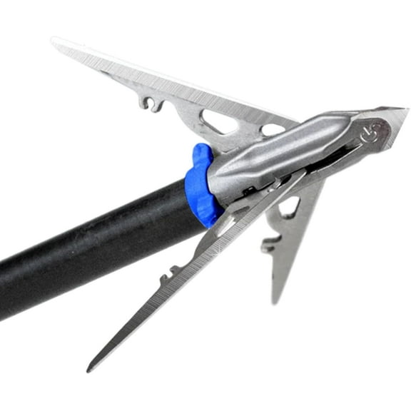 Megameat Durable Stainless Steel Ultra Sharp 2" Cutting Diameter Archery Hunting Bow Mechanical Expandable Broadhead with 3 Replaceable Blades & Chisel Tip, 3-Pack