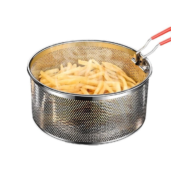 Durable Stainless Steels Fry Basket Home Restaurant Use Round Deep Fry Basket