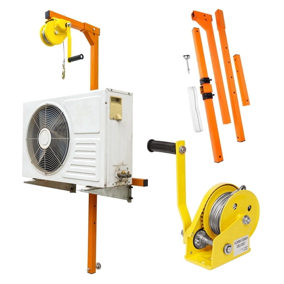 Durable Steel 1200 lbs Air Conditioner Hoist, Rust-Resistant AC Lifting Bracket, Adjustable Mounting Lift Bracket for Home & Commercial Use, Orange