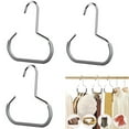 thumbnail image 1 of Durable Steel Hangers: Maximize Closet Space with Versatile Storage, Stainless Steel Hangers with Hooks for Hats, Scarves, Belts, Heavy Duty Space Saving Closet Organizer(3pcs*Gray), 1 of 7