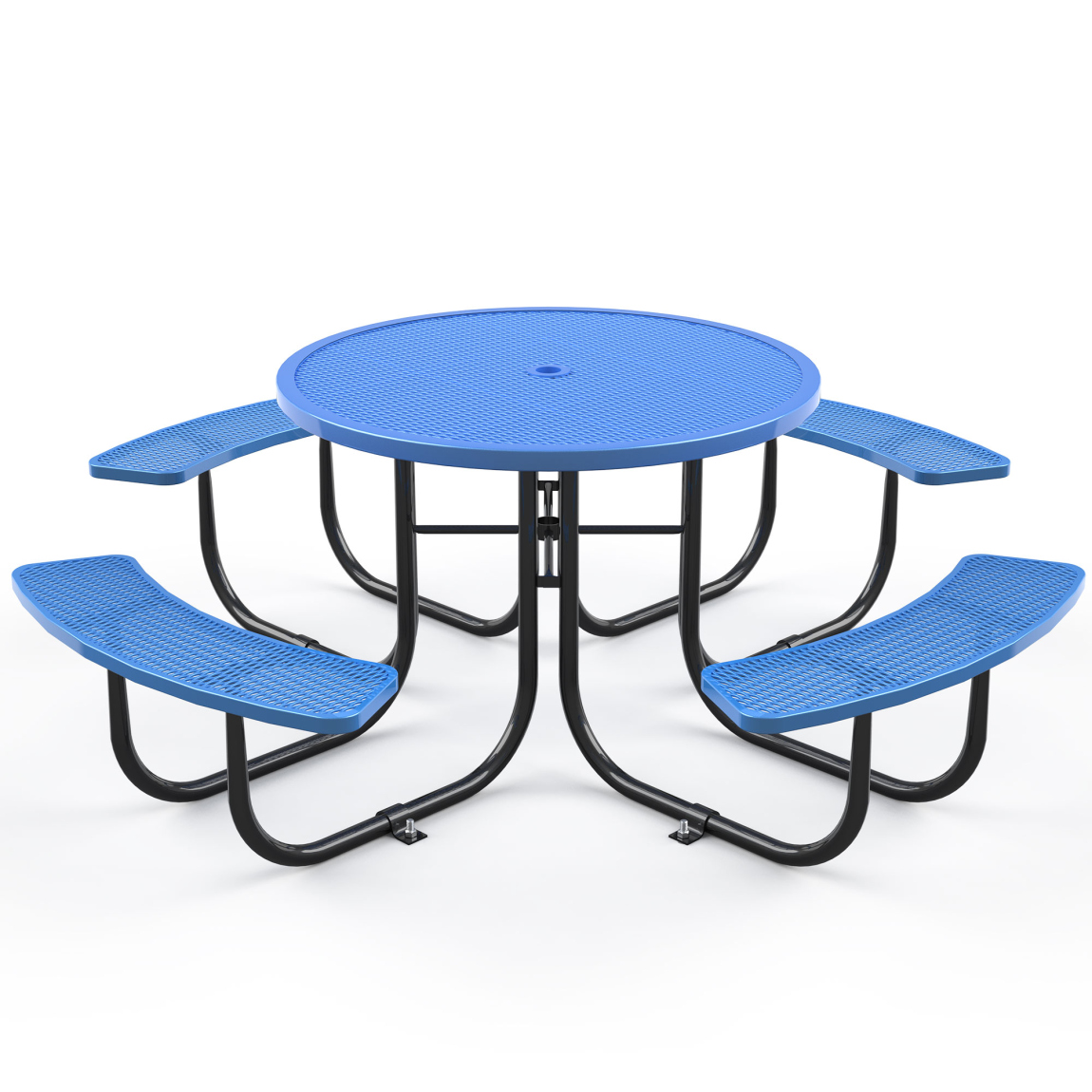 Durable Steel Picnic Table with Umbrella Ready Base & Weather Resistant ...