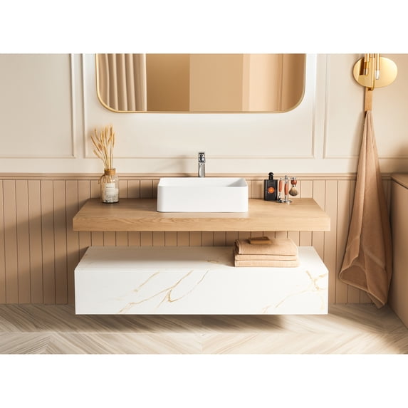 Durable Stone Resin Construction - Transitional Bathroom Sink with Versatile Installation