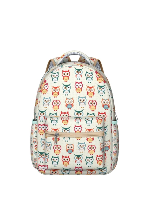 Durable Student Backpack with Cute Snowy Owl Print Waterproof Oxford Cloth, Scratch-Resistant, Large Capacity, Adjustable Straps, Breathable Padding, Perfect for School, Outdoor & Travel
