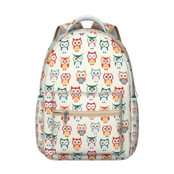 Durable Student Backpack with Cute Snowy Owl Print Waterproof Oxford Cloth, Scratch-Resistant, Large Capacity, Adjustable Straps, Breathable Padding, Perfect for School, Outdoor & Travel