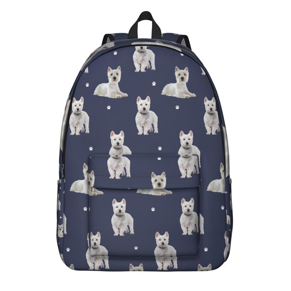 Durable Student Backpack Featuring Cute Dog Bone Print, Waterproof for Everyday Use