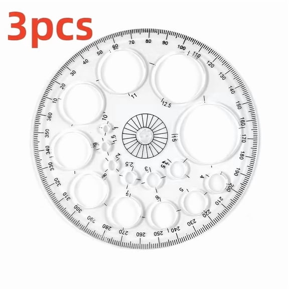 Precision Geometry Drafting Rulers Set 360 Degree Full Circle Protractor Template