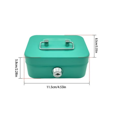 Durable Sturdy Handles Lockable Security with Coin Slot Money Box Cash Box Coin Saving Box Coin Bank GREEN