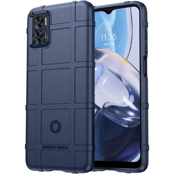 Durable Sturdy Phone Case for Motorola Moto E22, Heavy Duty Shockproof Slim Rugged Phone Case Bumper Rugged Cover for Motorola Moto E22i/E22 HD Blue