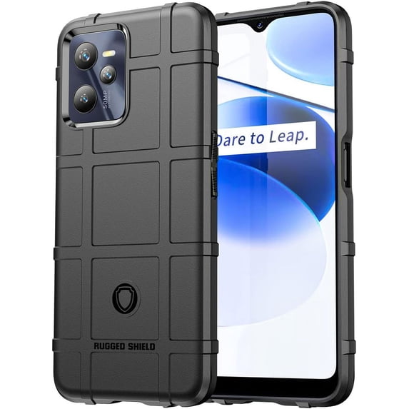 Durable Sturdy Phone Case for Realme C35, Heavy Duty Shockproof Slim Phone Case Military Grade Rugged Cover for Realme C35 HD Black
