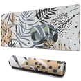 thumbnail image 1 of Durable & Stylish Large Gaming Mouse Pad - Abstract Art Design, Boho Leaves Pattern - Extended Desk Pad with Non-Slip Rubber Base - Ideal for Office Laptop - 31.5 X 11.8 Inch, 1 of 7