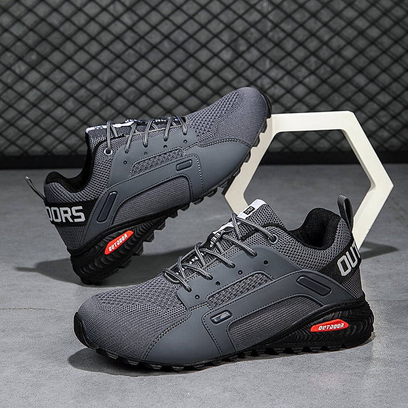 Durable Summer Men Mountaineering Athletic Shoes, Breathable Mesh Hiking Sneakers, Anti-Slip Cushioned Footwear for Outdoor Walking, Wilderness Trekking and Daily Sports